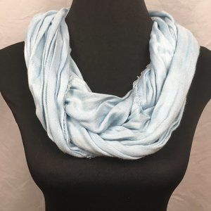 Pale Blue Scarf With Small Fringe